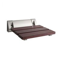 Hudson Reed Wall Mounted Wooden Folding Shower Seat In A Luxury Sapele Finish & Chrome Hinges