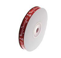 ATRibbons 50 Yards 3/8 Inch Merry Christmas Printing Grosgrain Ribbon Christmas Red and Green Ribbons for Gift Wrapping and Holiday Decorations,25 Yards/Spool x 2 spools (Red)