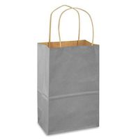 Small Colorful Kraft Paper Bags, 5.5" Wide, Made in USA, High Quality (Gray)