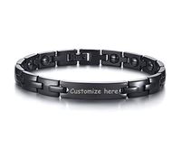XUANPAI Personalized 8MM Stainless Steel Hematite Medical ID Bracelet with Magnetic Therapy-Free Engraving Pain Relief for Arthritis Carpal Tunnel