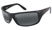 Maui Jim Peahi 202-02 | Polarized Rectangular Sunglasses, Gloss Black, with with Patented PolarizedPlus2 Lens Technology