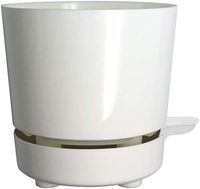 6" Self Watering + Self Aerating High Drainage Deep Reservoir Round Planter Pot Prevents Mold, Root Rot & Soil Fungus in Herbs, Succulents, for Indoor & Outdoor & Windowsill Gardens (White)