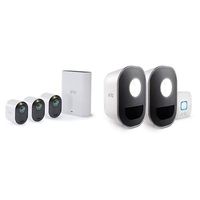 Arlo Ultra - 4K UHD Wire-Free Security 3 Camera System | Indoor/Outdoor Security Cameras with Color Night Vision, 180° View, 2-way Audio, Spotlight, Siren | Works with Alexa | w/ Arlo Lights