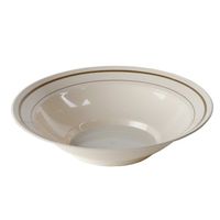 Durable Plastic 10 Oz Masterpiece Style Ivory Bowls with Gold Accent Bands Great for Weddings, Elegant Parties, Serving Soup & Salad,15 Piece Set