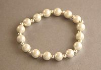 White & Silver Plated Stretch Magnetic Bracelet (Size 7 1/2)