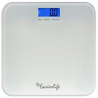 EasierLife High Precision 400 Lbs/180 KG Digital Bathroom Scale, w/ Ultra Sturdy Tempered Glass and Color LCD and "Smart Step-on" Technology, White
