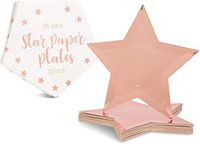 Juvale 36-Pack Rose Gold Foil Star Shaped Paper Plates For Appetizers, Dessert, Party Supplies, Graduation, 10.7 Inches