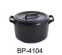 Yanco BP-4104 Black Pearl 3.5" Bowl with Handle and LID 8 OZ, 4.5" Length with Handle, 2.75" Height, Melamine, Black Color with Matting Finish, Pack of 24
