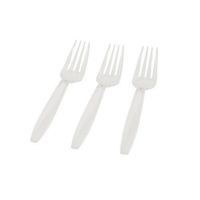 Fineline Settings 2523-WH, Flairware White Plastic Forks, Disposable Catering Cold Hot Food Forks (100)