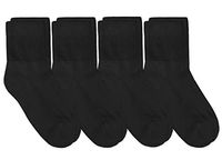 Carolina Ultimate Mens Non-Binding Diabetic Cotton Quarter Socks 4 Pair Pack (Shoe Size: 12-16 / Sock Size: 13-16, Black)