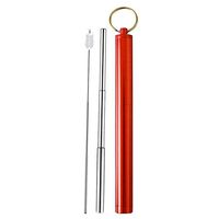 Portable Telescopic 304 Stainless Steel Drinking Straw,Reusable Travel Straw,Scratch-Proof Metal Straw (Red)