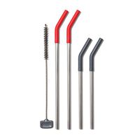 OXO Good Grips 5 Piece Reusable Straw Set - Red/Gray