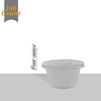 Primebaker Disposable Translucent Plastic Cups with Lids, 100 Count - 4 Ounce
