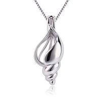 LGSY Sterling Silver Conch Pearl Cage Locket Pendants for Pearl Jewelry Making, Essential Oil Diffuser Locket for Women Girls
