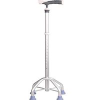 AD Walking Stick Quad Cane for Men and Women - Lightweight Adjustable Staff - for Stability Support Four Prong Sturdy Aluminum Travel Aid,Silver