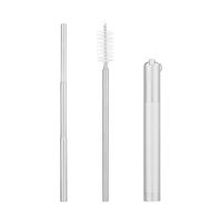 Telescopic Reusable Straws, Premium Stainless Steel Metal, Portable Drinking Straw with Travel Case&Cleaning Brush(Silver Straw,silver)