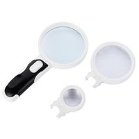 Portable Handheld Magnifier Three Lenses Can Be Teplaced 2.5 X 5X 16X Tricolor Reading with Light Magnifying