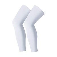 Leg Sleeves Compression Long Sleeve Calf and Shin Supports for Football Basketball Cycling Size XL ( White)