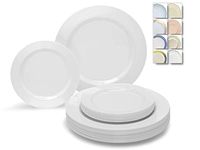 " OCCASIONS" 120 Plates Pack,(60 Guests) Heavyweight Premium Wedding Party Disposable Plastic Plates Set -60 x 10.5'' Dinner + 60 x 7.5'' Salad/Dessert (Plain White)