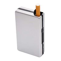 Metal Cigarette Case Automatic Ejection Cigar Hard Box Holder for 10 Cigarettes (Silver)