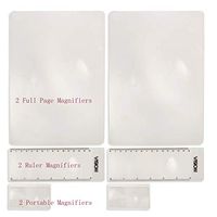 HUAYIMAOYI 6 Piece Bundle Magnifiers ：2 Full Page Lens Plastic 7.5” x 10” Fresnel Lens Magnifiers + 2 Ruler Magnifiers Included +2 Compact Portable Credit Card Magnifiers