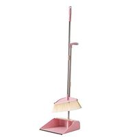 WDX- Broom combination household living room sweeping floor cleaning kitchen cleaning tools broom 簸箕 set combination thickening broom soft hair non-stick hair artifact Household (Color : Pink)