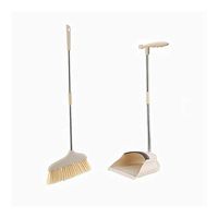 Broom and Dustpan With Long Handle Telescopic Up Windproof Soft Brush Extra Long Handle Broom Set Stainless Steel Rod Non-stick Hair Broom And Dustpan Used For Lobby Floor Home Kitchen Garden Schools