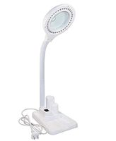 JollyCaper LED Magnifying Lamp 5X 10X - Magnifier with Light - Table and Desk Lamp Floor Stand - Adjustable Magnifying - Magnifier Glass for Reading, Repairing (White)