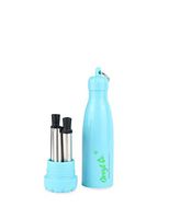 Stainless Collapsible Reusable Drinking Straws - GREYT Co. Premium Food-Grade Foldable Silicone Straw, with Case, Keychain, for Travel, with Cleaning Tool(Blue)