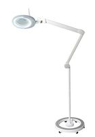 Dimmable LED Light Magnifying Floor Lamp - Adjustable Arm w/Heavy Duty Rolling Base Magnifying LED Floor Lamp for Task, Utility, Reading, Jewelry, Crafting, Sewing, Fly-Tying, Model Painting, Manicur
