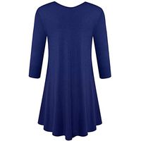 HAALIFE◕‿Womens 3/4 Sleeve Loose Fit Swing Tunic Tops Basic T Shirt Dark Blue
