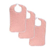 3 Terry Adult Bib with Hook and Loop Closure (3 Pink)