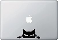 Yadda-Yadda Design Co. Angry Cat Peeking Vinyl MacBook Laptop Decal Sticker - Copyright 2015 YYDC (Size and Color Choices) (Medium, 5" w x 2" h, Black)
