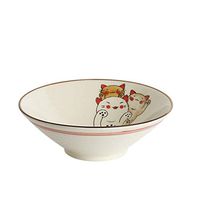 Bowl Japanese-Style Hand Painted Cat Ceramic Fruit Salad Bowl Creative Large-Capacity Ramen Soup Bowl Large Capacity Household tableware, retro bowl