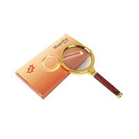 Magnifier Magnifying Glass with Wooden Handle, Hand-held 10X Diameter 80MM Gold-Plated Reading Reading Magnifying Glass Microscope