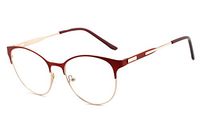 SHINU Metal Cateye Frame Bifocal Readers Progressive Multifocus Computer Optical Reading Glasses-SH8097(gold and red,anti-blue up+0 down+1.75)
