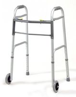 Lumex Dual-Release Folding Walker with 5" Fixed Wheels, Junior