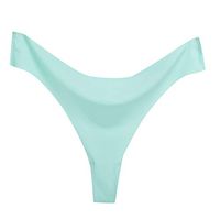 Theoylos Women's Invisible Seamless Bikini Underwear Low Rise Cotton Thong Panties Ladies Breathable Elastic Thong Green