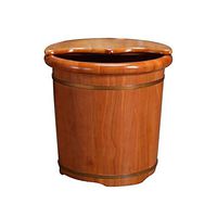 Foot Tub,Foot Spa Wooden Tub, Household Foot Bath Barrel, Sauna Bucket Wooden Foot Bath, with lid，40CM Solid Wood Foot Basin