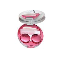 Exceart Contact Lens Travel Kit Portable Contact Lenses Holder Tweezers Suction Stick Bottle Storage Box with Mirror Rosy