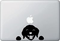 Dog Labrador Watching - Macbook or Laptop Decal - Copyright © Yadda-Yadda Design Co. (6"w x 3.5"h) (BLACK)