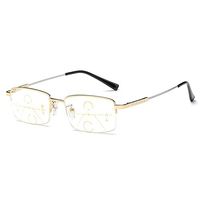 MINCL/Half Frame Progressive Multifocal Reading Glasses Very Light Adjustable Vision Eyewear (gold, 2.0)