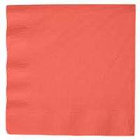 Club Pack of 600 Solid Coral Pink 2-Ply Disposable Paper Party Luncheon Napkins 6.5"