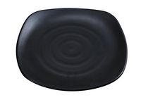 Yanco BP-1113 Black pearl-1 New Square Plate, 13.25" Length, 13.25" Width, Melamine, Black Color with Matting Finish, Pack of 12