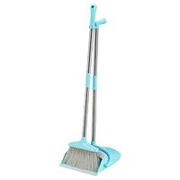 Long Handled Broom Dustpan Upright Standing Brooms and Dustpans Comb Tooth Design High Capacity Highs Toughness PET Broom Wire Upright Storage Home Office Floor Use