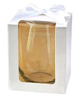 Gift Box for 9 Stemless Wine Glass (White w Satin Ribbon, Set of 10)
