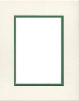 24x36 Double Acid Free White Core Picture Mats Cut for 20x30 Pictures in Cream and Bright Green