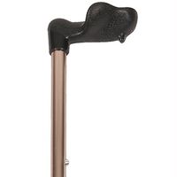 PCP Adjustable Cane Molded Palm Handle with Black Grip, Right Hand, Bronze Shaft