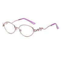HuiCai Female Oval Metal frame Reading Glasses Vintage Eyeglasses Women Readers (Pink +3.00)