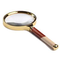 6X Magnifying Glass Wooden Handle Handheld Magnifier Children Old Man Reading Professional Optical Electronic Maintenance HD Extended Mirror